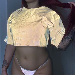Reflective Short Sleeve Crop Top